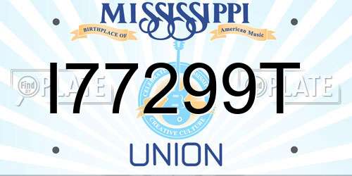 I77299T Mississippi License Plate