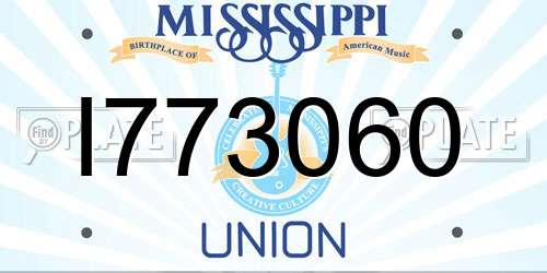 I773060 Mississippi License Plate