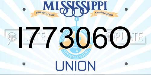 I77306O Mississippi License Plate