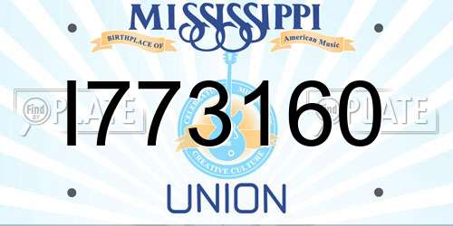 I773160 Mississippi License Plate