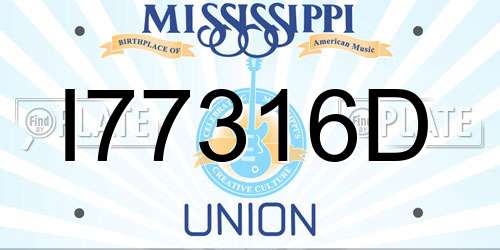 I77316D Mississippi License Plate