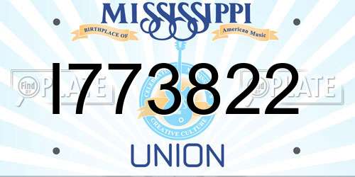 I773822 Mississippi License Plate