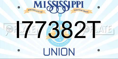 I77382T Mississippi License Plate