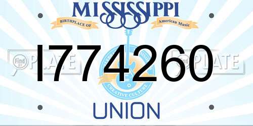 I774260 Mississippi License Plate