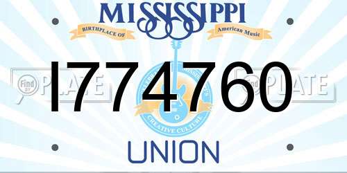 I774760 Mississippi License Plate