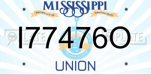 I77476O Mississippi License Plate