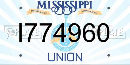 I774960 Mississippi License Plate