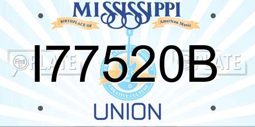 I77520B Mississippi License Plate