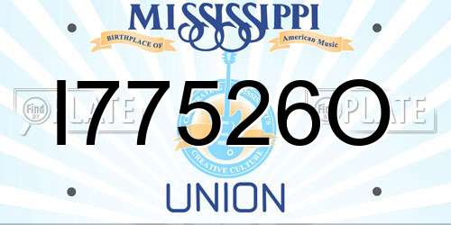 I77526O Mississippi License Plate