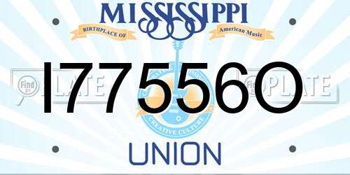 I77556O Mississippi License Plate