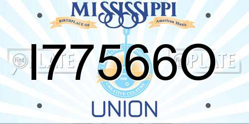 I77566O Mississippi License Plate