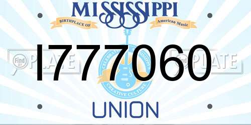 I777060 Mississippi License Plate