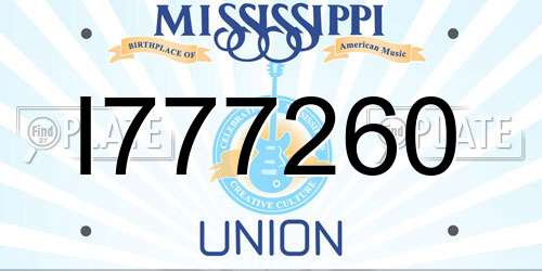 I777260 Mississippi License Plate
