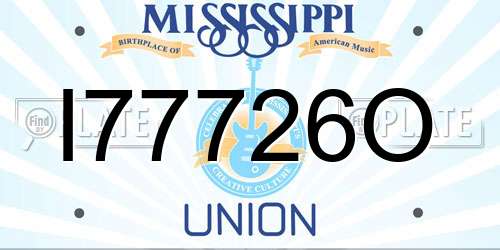 I77726O Mississippi License Plate