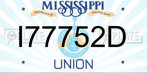 I77752D Mississippi License Plate