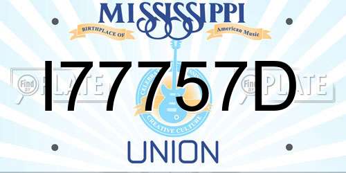 I77757D Mississippi License Plate
