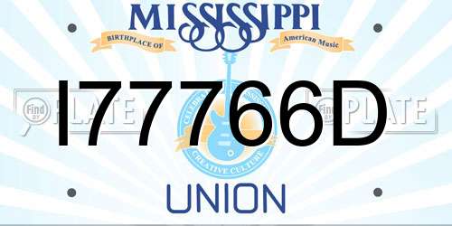 I77766D Mississippi License Plate