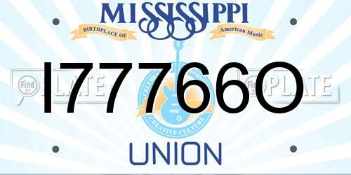 I77766O Mississippi License Plate