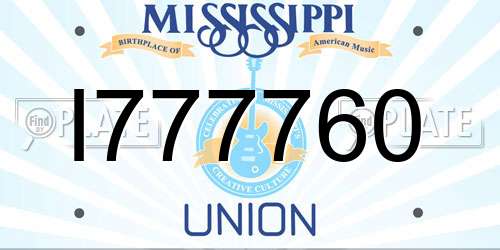 I777760 Mississippi License Plate