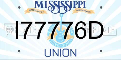 I77776D Mississippi License Plate