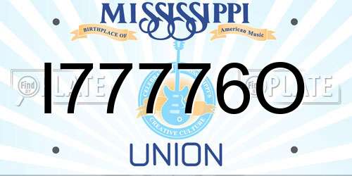 I77776O Mississippi License Plate