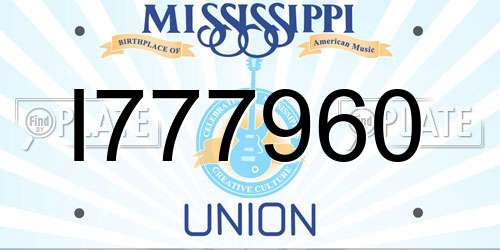 I777960 Mississippi License Plate