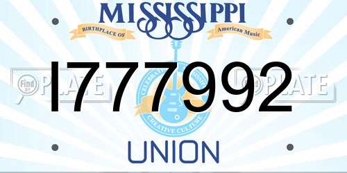 I777992 Mississippi License Plate