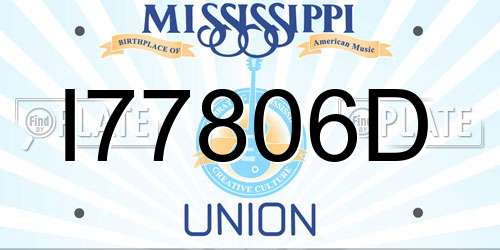 I77806D Mississippi License Plate