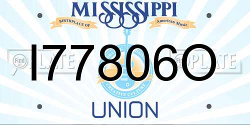 I77806O Mississippi License Plate