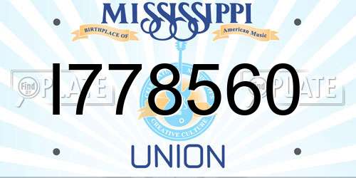 I778560 Mississippi License Plate