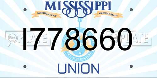 I778660 Mississippi License Plate