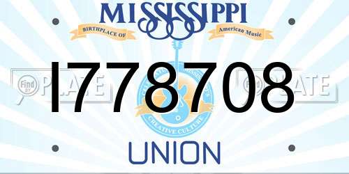 I778708 Mississippi License Plate