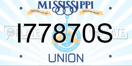 I77870S Mississippi License Plate