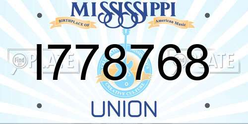 I778768 Mississippi License Plate