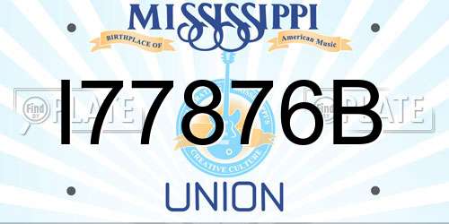 I77876B Mississippi License Plate