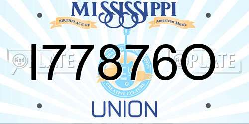 I77876O Mississippi License Plate