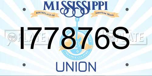 I77876S Mississippi License Plate