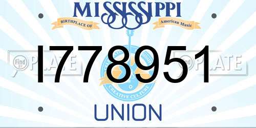 I778951 Mississippi License Plate