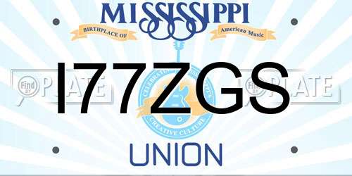 I77ZGS Mississippi License Plate