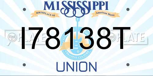 I78138T Mississippi License Plate