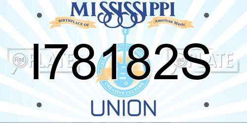 I78182S Mississippi License Plate