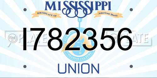 I782356 Mississippi License Plate