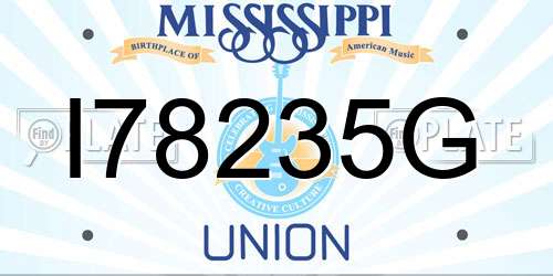 I78235G Mississippi License Plate