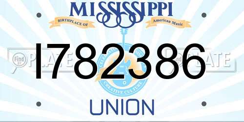 I782386 Mississippi License Plate