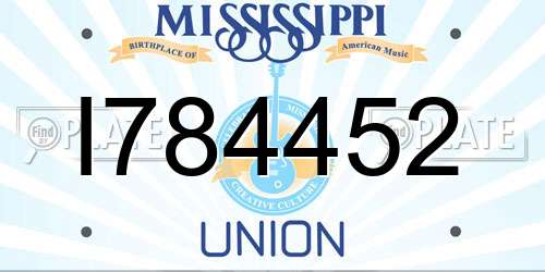 I784452 Mississippi License Plate