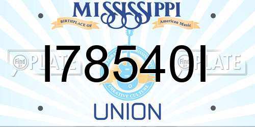 I78540I Mississippi License Plate