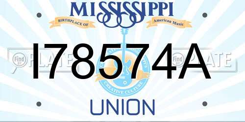 I78574A Mississippi License Plate