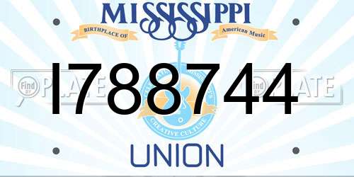 I788744 Mississippi License Plate