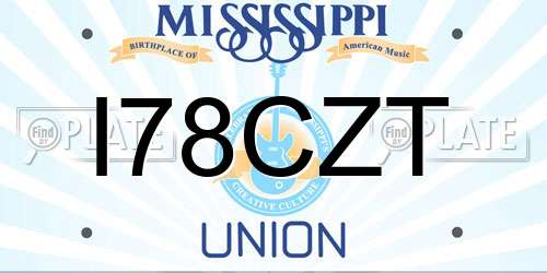 I78CZT Mississippi License Plate
