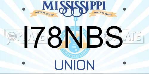 I78NBS Mississippi License Plate